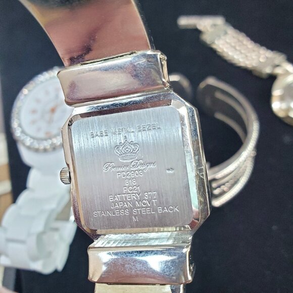 Lot PREMIER DESIGNS Jewelry Costume Fashion Silver Plated White 5 Watches READ main image 8